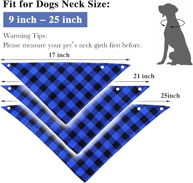Christmas Plaid Bandana with Button, Fall Dual Layer Soft Cotton Triangle Dog Scarf Kerchief Washable Girl Boy Bandanas Adjustable Accessories for Small Medium Large Extra Large Puppy Pet