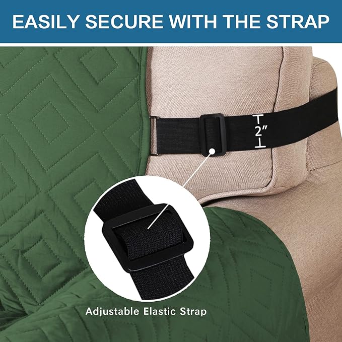 H.VERSAILTEX Reversible Chair Cover Furniture Protector Anti-Slip Couch Cover Water Resistant 2" Elastic Straps Chair Slipcover Pets Fit Seat Width Up to 21" (Chair:75" x 65", Christmas Green/Beige)