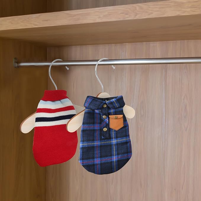 10pcs 8.66-inch Wooden Pet Clothes Hangers Wear-Resistant Small Dog Cat Hangers Household Portable Pet Accessory for Daily Use