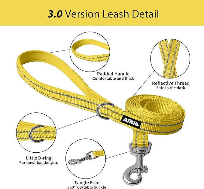 AIITLE Step in Dog Harness and Leash Set - No Pull Escape Proof Vest Harnesses with Soft Mesh and Reflective Bands, Adjustable Pet Outdoor Harnesses for Small and Medium Dogs Yellow M