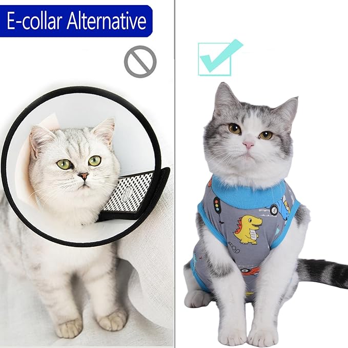 Cat Recovery Suit Cat Onesie for Cats After Surgery Female Male Spay Kitten Neuter Surgical Bodysuit Post Surgery Cone of Shame Alternative Anti Licking (Gray, Medium)