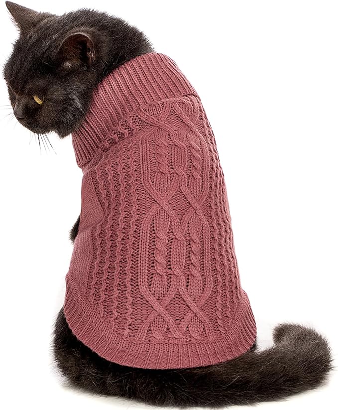 Stretchy Cat Sweater - 17 Colors & 6 Sizes | Snug Winter-Ready Knit for Boy/Girl Cats & Kittens(Maple Leaf Red, Small)