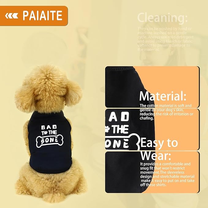 Discover Cozy Cotton Canine Wear: Soft, Lightweight, and Breathable Dog Shirt Vest with Eye-Catching Graphics(Bad to The Bone), Keeping Your Furry Friend Warm and Comfy! Grey M