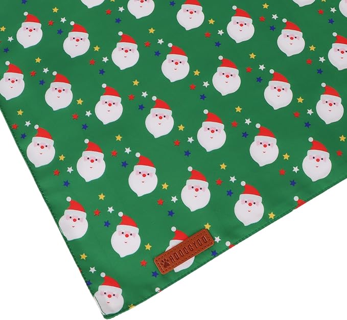 ADOGGYGO Christmas Dog Bandanas 2 Pack, Reversible Santa Snowman Xmas Pet Scarf Bib, Adjustable Fit Red Green Christmas Bandana for Small Dogs (Small)