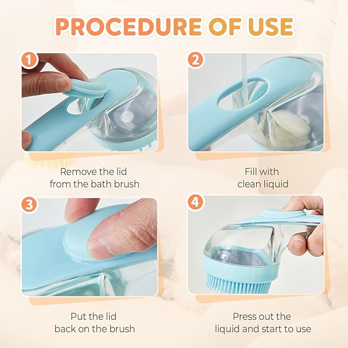 Pet Bath Brush, 2025 New 2 in 1 Dog Bath Brush with Built-in Shampoo Dispenser, Pet Wash Brush for Bathing Dog Grooming Massage Brush for Long Short Haired Dogs Cats Shower (Green, Coarse teeth)