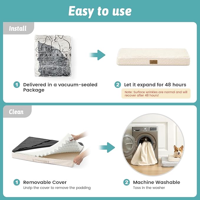 Big Dog Bed for Giant Dogs, Rectangular XXL Orthopedic Dog Beds Extra Large, Foam Anti-Slip Bottom Pet Mat with Washable Removable Cover, Suitable for Pet Up to 150 lbs, 54x44x4 inch, Beige