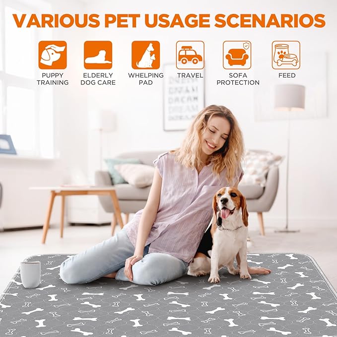 Washable Pee Pads for Dogs, Extra Large 2 Pack 36”x72” Dog Pee Pads Washable, Waterproof Puppy Pads Mat Reusable Fast Absorbent Dog Potty Training Pads, Whelping Pads for Playpen Crate
