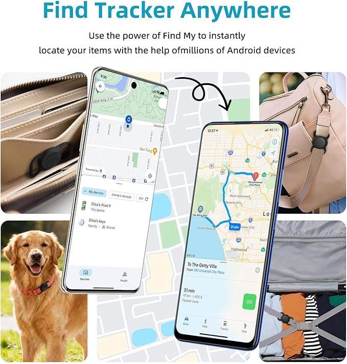 Android GPS Dog Collar (2 Pack), Mini Dog GPS Tracker, Smart Pet Activity Tracker, No Subscription, GPS Cat Collar Certified Finder, Anti-Lost, Finder Tag for Vehicles, Pets, Kids, Items