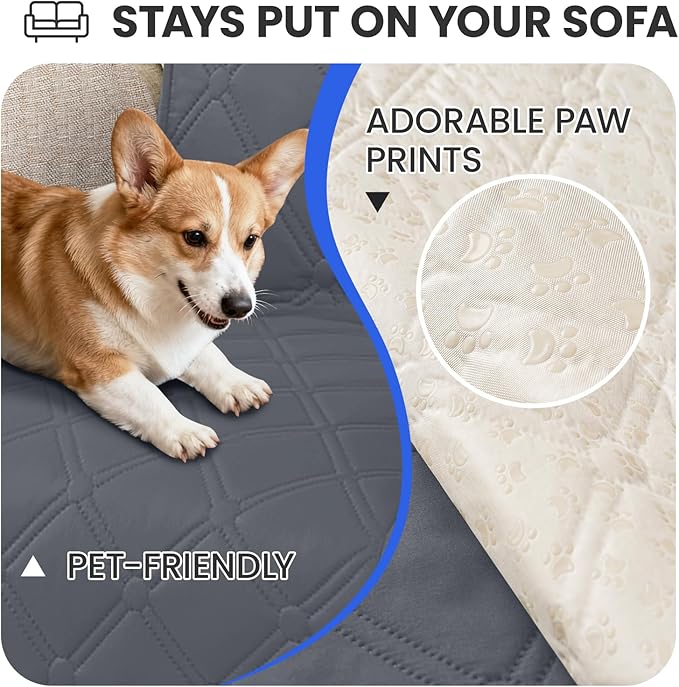 Waterproof Couch Covers for Pets, Waterproof Dog Bed Cover, Anti-Slip Soft Dog Blankets, Couch Cover for Dogs Washable, Pet Blanket for Puppy Large Dogs Cat (82x102 Inch, Dark Grey)