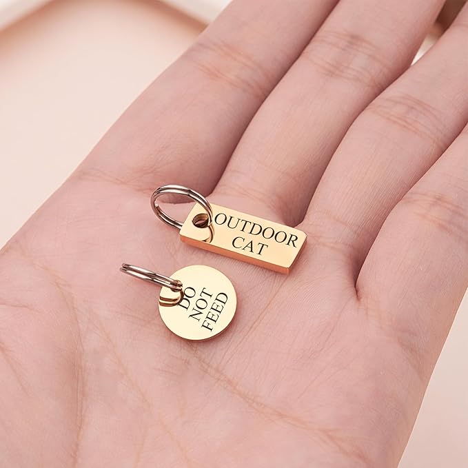 Anavia Small Size Dog Cat ID Tags, Small/XS Personalized Color Plated Stainless Steel Puppy Kitten Name Tags, Customized Engraved Nameplate Pet Collar Tag (Black, XS-Round)