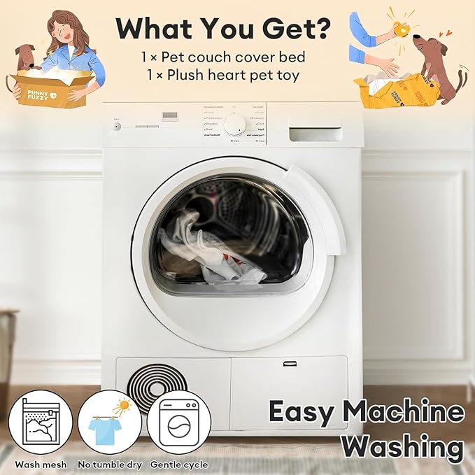 FUNNY FUZZY Pet Fluffy Fuzzy Couch Cover, Calming Washable Dog Bed Sofa Protector Pets Mat for Small Dogs and Cats (Coffee,27.56 × 24.02 × 5.51 in)