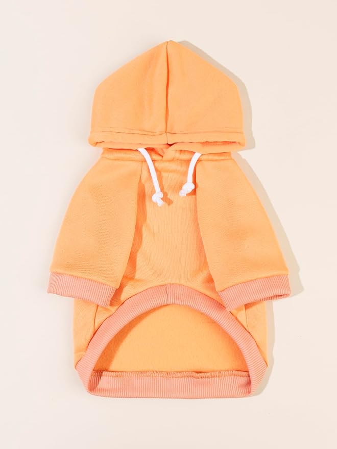QWINEE Basic Dog Hoodie Sweatshirt Puppy Sweater Warm Cat Costumes Pet Clothes for Chihuahua Puppy Kitten Small Medium Dogs Orange Large
