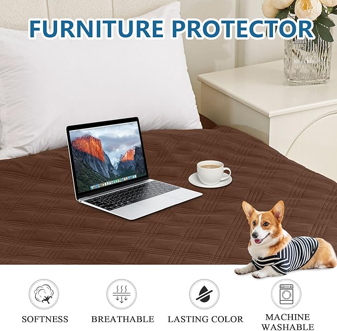 hyha Waterproof Dog Blanket, Reversible Pet Bed Blanket, Soft Sofa Couch Cover for Dogs Washable, Waterproof Pet Couch Covers for Sofa Puppy Cats Furniture Protector(30"x70", Brown/Brown)