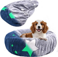 Glow in The Dark Dog Bed Cover - Replacement Washable Protector with Gray Star Pattern & Elastic Edges for Small & Medium Beds, 20" x 9.8"