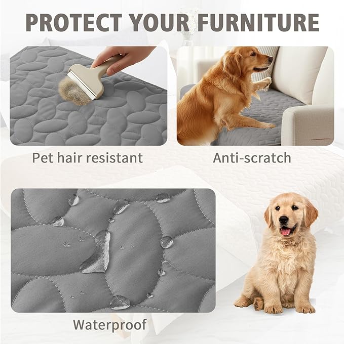 Ameritex Pet Bed Cover Dog Bed Blanket for Sofa and Furniture Waterproof New Pattern Design (52x82 Inch, Light Grey)