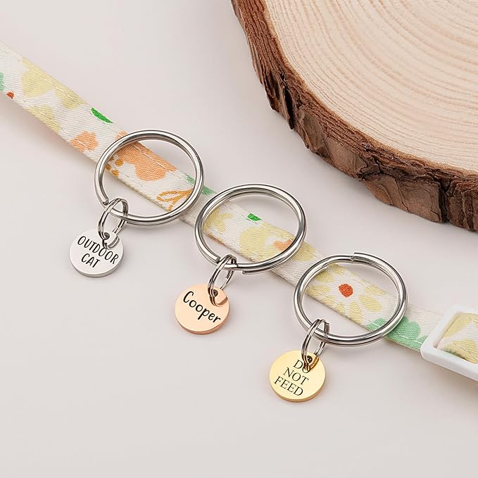 Anavia Small Size Dog Cat ID Tags, Small/XS Personalized Color Plated Stainless Steel Puppy Kitten Name Tags, Customized Engraved Nameplate Pet Collar Tag (Rainbow, XS-Round)