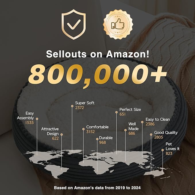 Love's cabin Round Donut Cat and Dog Cushion Bed, 20in Pet Bed for Cats or Small Dogs, Anti-Slip & Water-Resistant Bottom, Super Soft Durable Fabric Pet beds, Washable Luxury Cat Dog Bed Navy Stripe