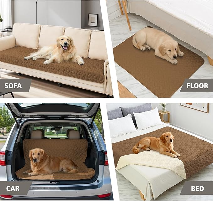 Ameritex Waterproof Pet Bed Cover Anti-Slip Dog Bed Blanket for Sofa and Furniture Waterproof New Pattern Design (Camel, 30x90 Inch (Pack of 1))