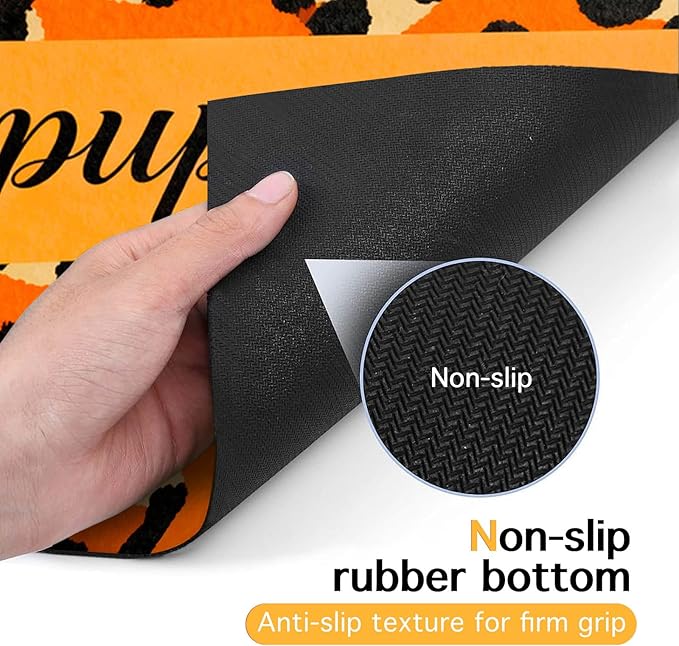 Puppy Feeding Mat 20x12 inch Orange Leopard Print Dog Bowl Placemat Non Slip Mat for Pet Food and Water Small Dog Food Area Indoor Puppy Feeding Station Pet Meal Mats for Kitchen