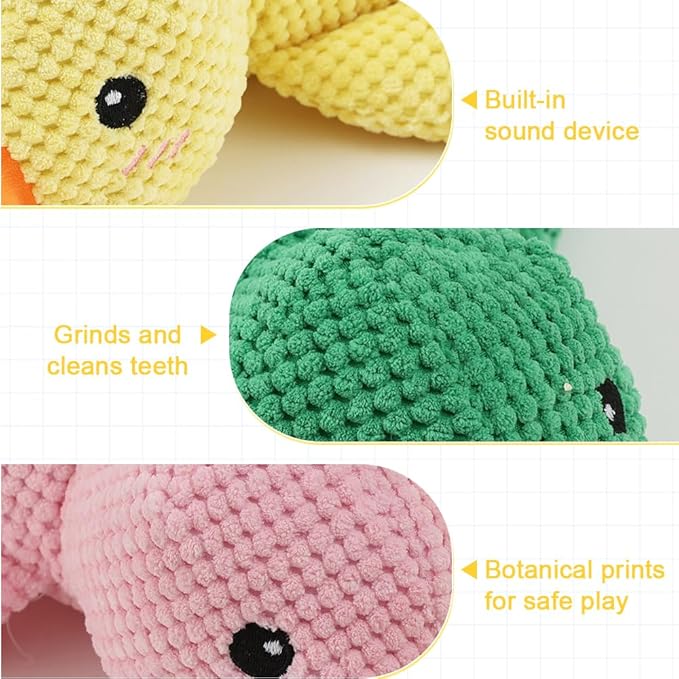 Dog Toys for Aggressive Chewers,2025 Upgraded Dog Chew Toys for Small Large Dogs,Indestructible Puppy Teething Toys,Plush Yellow Stuffed Duck Toy (Yellow+Pink, Medium)