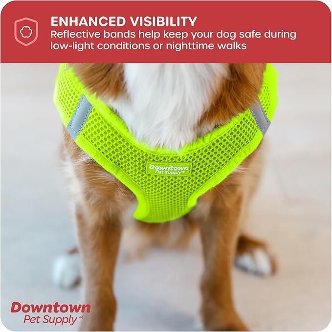 Downtown Pet Supply Step in Dog Harness No Pull, X-Large, Atomic Yellow - Adjustable Harness with Padded Mesh Fabric and Reflective Trim - Buckle Strap Harness for Dogs