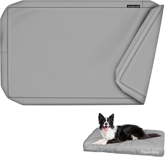 Explore Land Waterproof Dog Bed Cover Canvas Washable Dog Crate Pad Replacement Cover, 48Lx36Wx4H inch, Gray