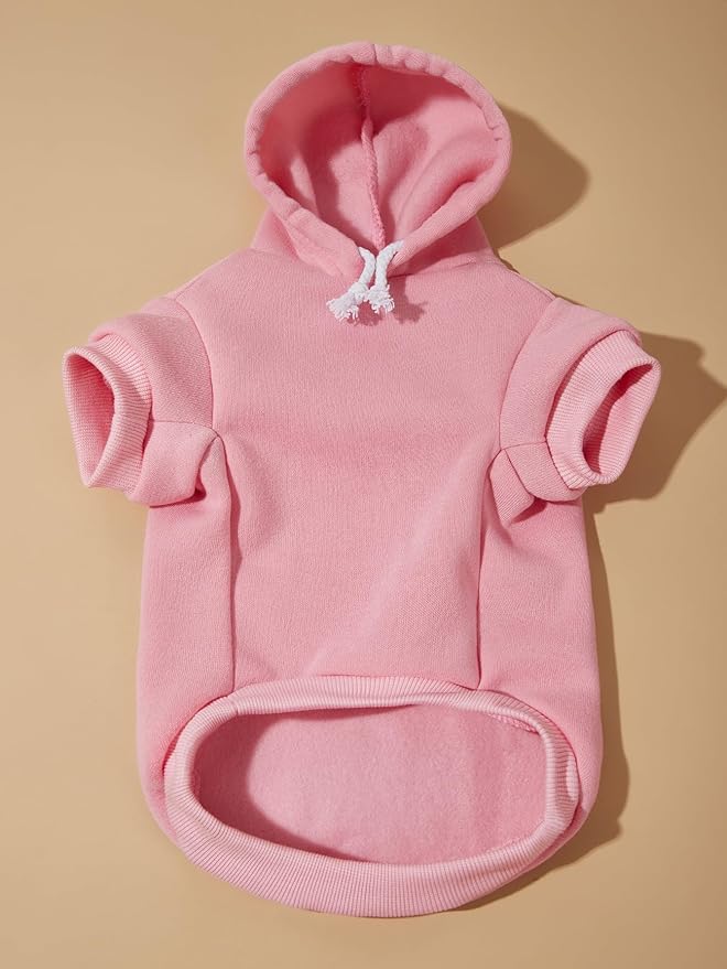 QWINEE Basic Dog Hoodie Sweatshirt Puppy Sweater Warm Cat Costumes Pet Clothes for Chihuahua Puppy Kitten Small Medium Dogs Light Pink X-Large