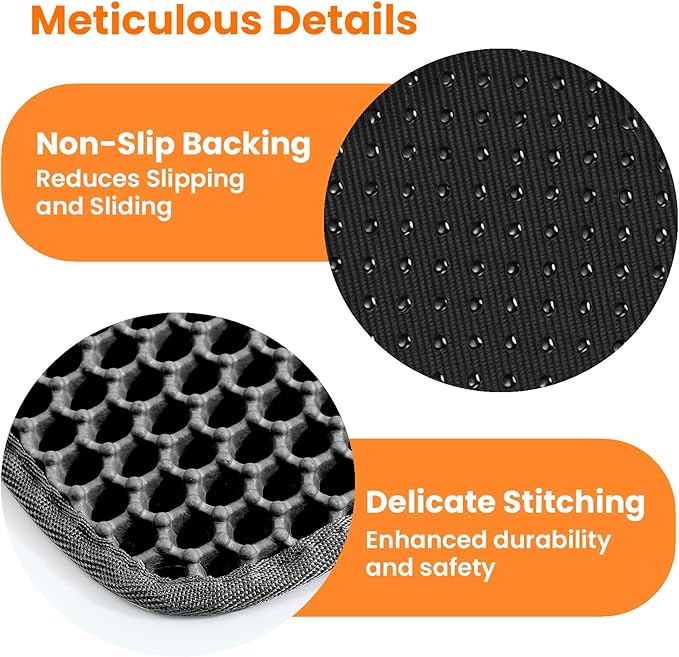 Extra Large Cat Litter Mat, 30x22 Inches Honeycomb Double Layer Cat Litter Trapping Mat, Non Slip Waterproof Urine Proof Large Kitty Litter Box Mat for Floor, Kitten Supplies, XL, Black
