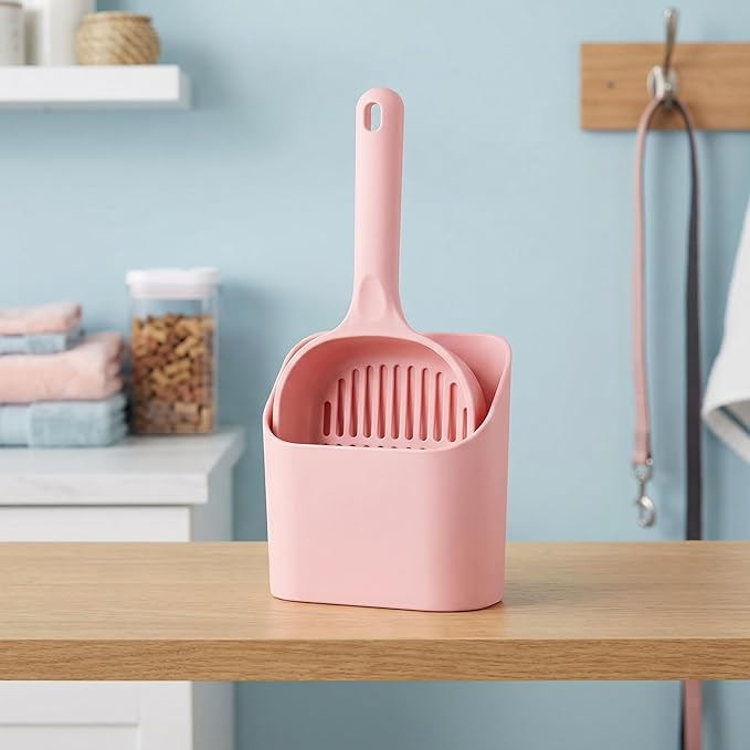 Totority Cat Litter Scoop Set with Holder, Extra Wide Mouth Design for Easy Sifting, Durable and Smooth Cleanup Tool, Perfect for Multi-Cat Households and Daily Pet Waste Removal