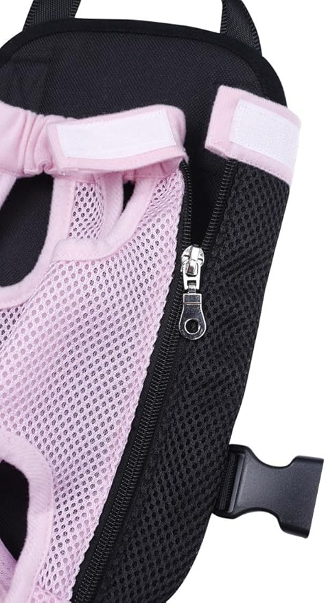Pet Dog Puppy Cat Carrier Five Holes Backpack Double Shoulder Straps Mesh Front Chest Backpack Bag, S, Pink