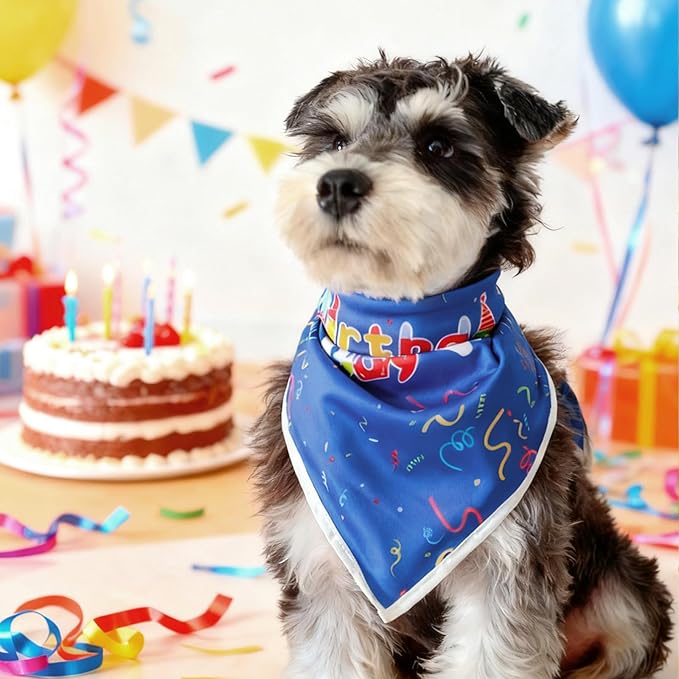 Birthday Dog Bandanas Boy,Blue Reflective Dogs Scarfs for Birthday Party Decorations Supplies for Dogs Pet Accessories,Cat Dogs Triangle Pet Scarves for Medium Dogs Outfit,M