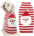 Dog Christmas Sweater Xmas Pet Clothes Cute Striped Santa Claus Costume Holiday Puppy Cat Jumpers Outfits New Year Gifts for Small Medium Large Dogs (L, Red White Stripe Santa Claus)