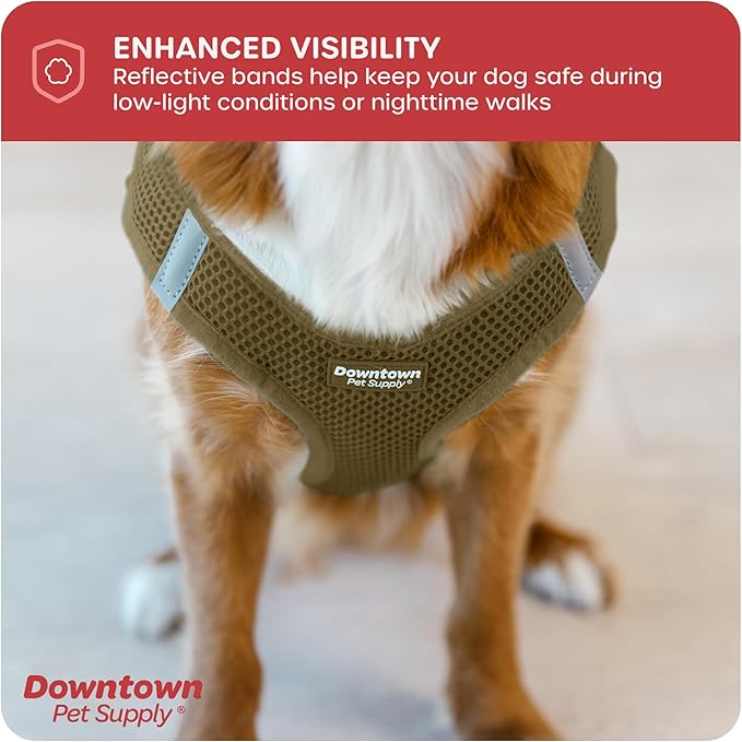 Downtown Pet Supply Step in Dog Harness No Pull, XX-Large, Hunter Green - Adjustable Harness with Padded Mesh Fabric and Reflective Trim - Buckle Strap Harness for Dogs