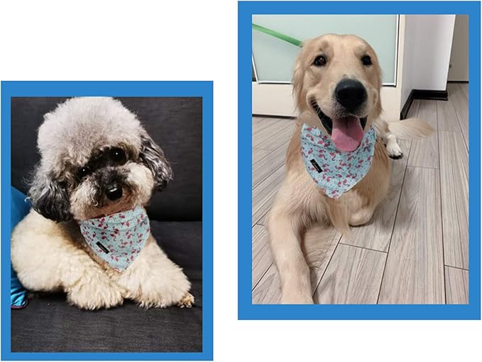ARING PET Summer Dog Bandanas, Light Blue Flamingo Kerchief Triangle Bibs Scarf for Puppy Small Medium Large Boy Girl Dogs Cats-S