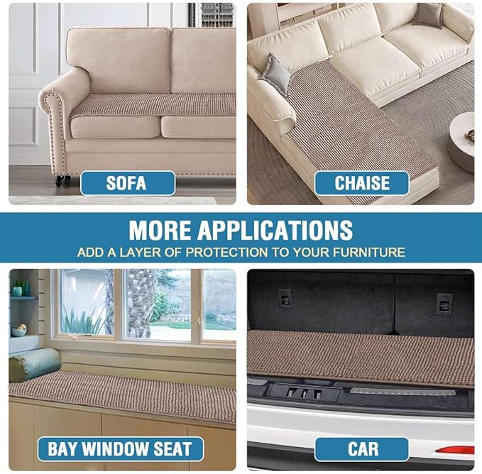 H.VERSAILTEX Plush Chenille Couch Cover for 3 Cushion Couch Anti Slip Washable Sofa Slipcovers Soft and Durable Furniture Protector for Dogs Cats Kids (27.5" x 71", Cuban Sand)