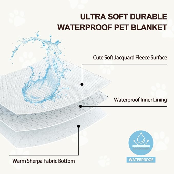 Waterproof Blanket for Dog Puppy Cat, Cute 3D Textured Flower Dog Blanket for Bed Couch Sofa, Soft Liquid Pee Proof Pet Furniture Protector, 30"x40", Purple
