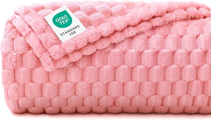 Luciphia Soft 300GSM Fleece Pet Blanket for Small Medium Large Dogs Washable 3D Textured Flannel Cat Puppy Decorative Furniture Protector Throw Durable Pink, M(30''x20'')