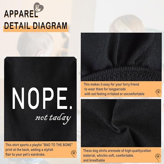 Discover Cozy Cotton Canine Wear: Soft, Lightweight, and Breathable Dog Shirt Vest with Eye-Catching Graphics(Nope not Today), Keeping Your Furry Friend Warm and Comfy! Grey XL
