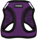Best Pet Supplies - All Weather Mesh/Plush, Reflective, No Pull Harness for Small, Medium Dogs, Cats - Secure with Hook & Loop Fastener, Buckle, Double D-Rings - Purple/Black Trim, XS