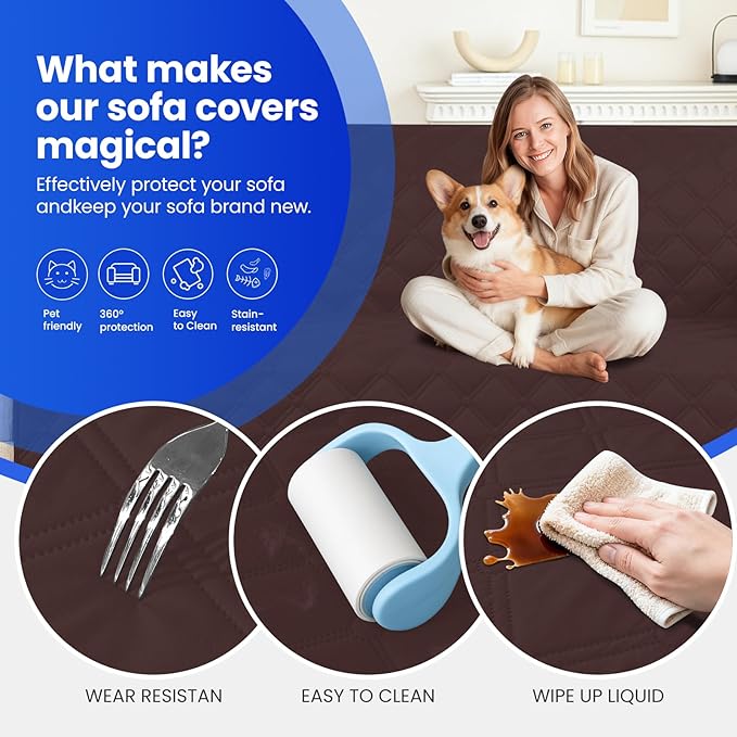 Waterproof Dog Bed Cover Pet Blanket, Soft Couch Cover for Dogs Washable, Non-Slip Dog Blanket Protect Furniture Couch Sofa Car for Puppy Large Dogs Cat (30x70 Inch, Coffee)