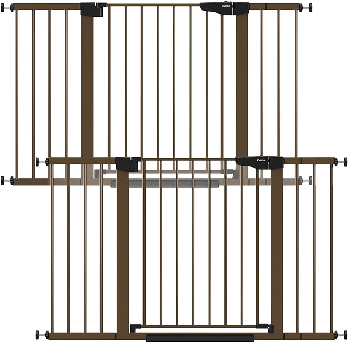 Cumbor 2 Pack 29.7"-51.5" Extra Wide Baby Gate for Stairs, Mom's Choice Awards Winner-Dog Gates for Doorways, Pressure Mounted Walk Through Pet Gate Indoor, Safety Auto-Close Child Gate for Kid,Brown