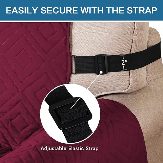 H.VERSAILTEX Reversible Loveseat Cover Furniture Protector Anti-Slip Water Resistant 2 Inch Wide Elastic Straps Couch Covers Pets Kids Fit Sitting Width Up to 46"(Love Seat: 75" x 90", Red/Tan)