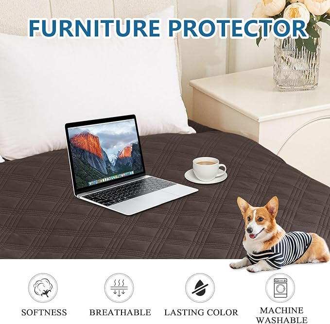 hyha Waterproof Dog Blanket, Reversible Pet Bed Blanket, Soft Sofa Couch Cover for Dogs Washable, Waterproof Pet Couch Covers for Sofa Puppy Cats Furniture Protector(40"x80", Chocolate/Beige)