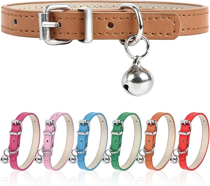 XXS Dog Collar for Teacup Adjustable Teacup Dog Collar for Small Medium Large Dogs 3/8 inch Width (Khaki, XXS)