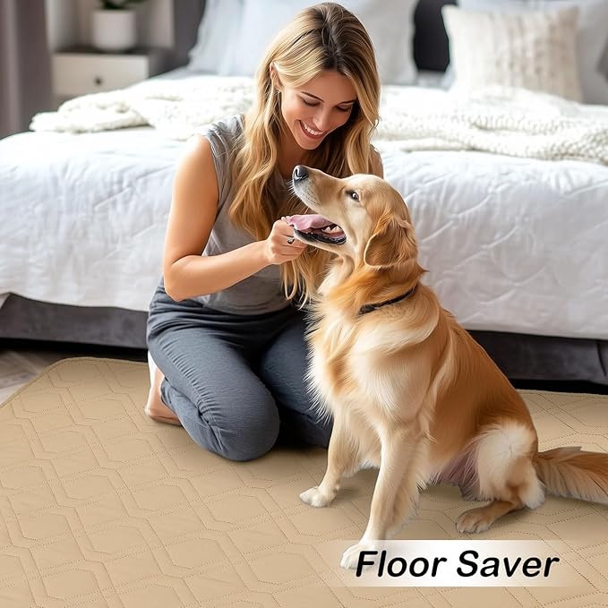 hyha Waterproof Dog Bed Blanket, Soft Pet Blankets, Waterproof Couch Cover for Dogs, Reversible Sofa Covers Washable for Furniture (82x82 Inch, Camel/Beige)