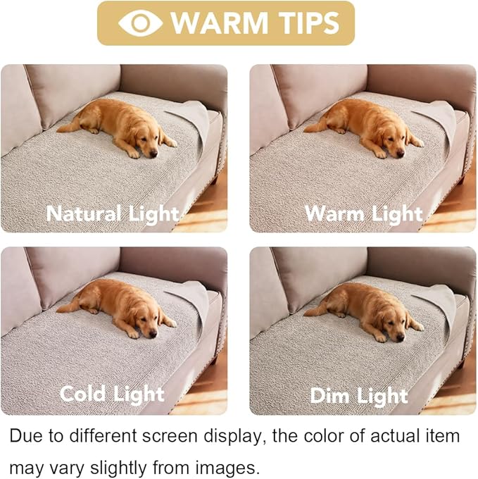 H.VERSAILTEX Non Slip Pet Couch Cover Chenille Dog Bed Protector Thick Soft Sofa Slipcover Pet Friendly Washable Couch Cushion Covers for Pets (40" x 50", Oatmeal)