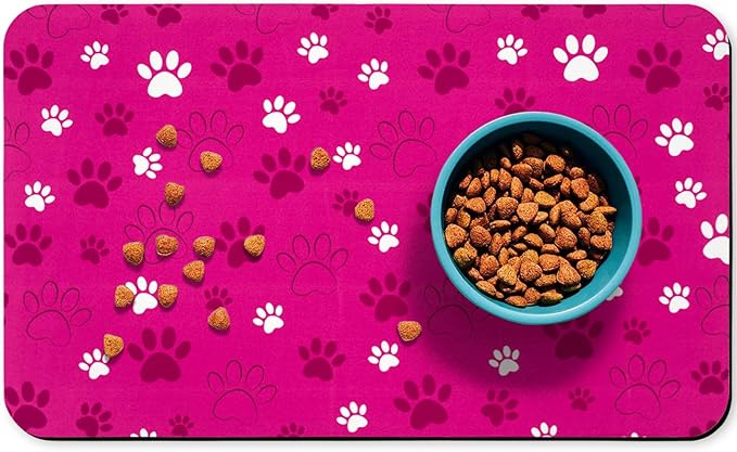 Dog Food Mat, Absorbent Water Bowl Mats Cat Pet Feeding Placemats Pink 17 * 30 inch