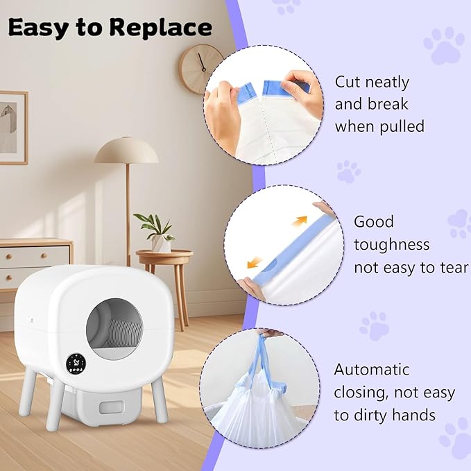 120 Count 26" x 11.8" Cat Litter Box Liners for Fsitego and Fumoi Self Cleaning Litter Box, Extra Thick Heavy Duty Cat Litter Bags Replacement, 3-4 Gallons of Capacity