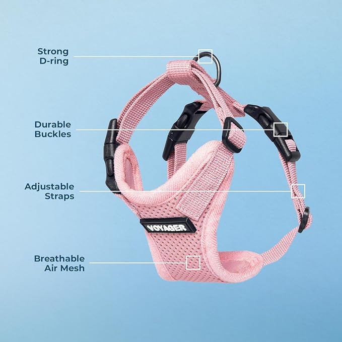 Voyager Step-in Pet Harness - All Weather Mesh, Adjustable Step in Harness for Cats and Dogs by Best Pet Supplies - Pink, S