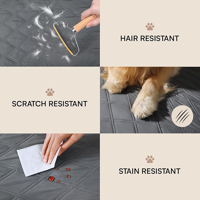 Luciphia 100% Waterproof Couch Cover Blanket for Dogs Anti-Slip Pet Couch Protector Sofa Mat Puppy Cat with Non-Slip Bottom, Grey, 52x82 Inch
